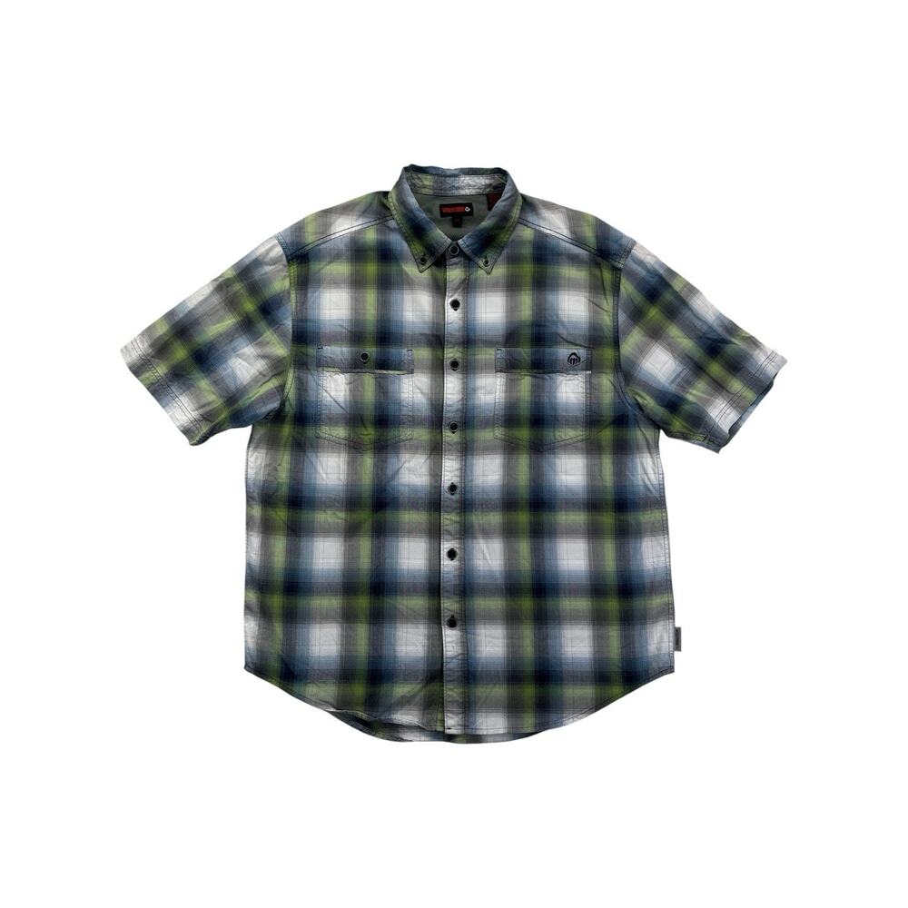 Wolverine Workwear Outdoor Plaid Button Up Shirt Blue Green Size L